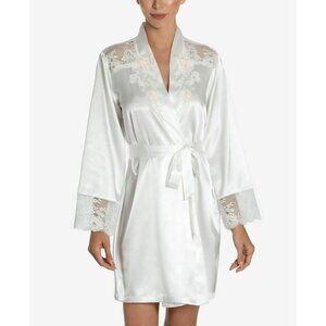 Linea Donatella S/M Lace-Trim Charmeuse Robe FLAW